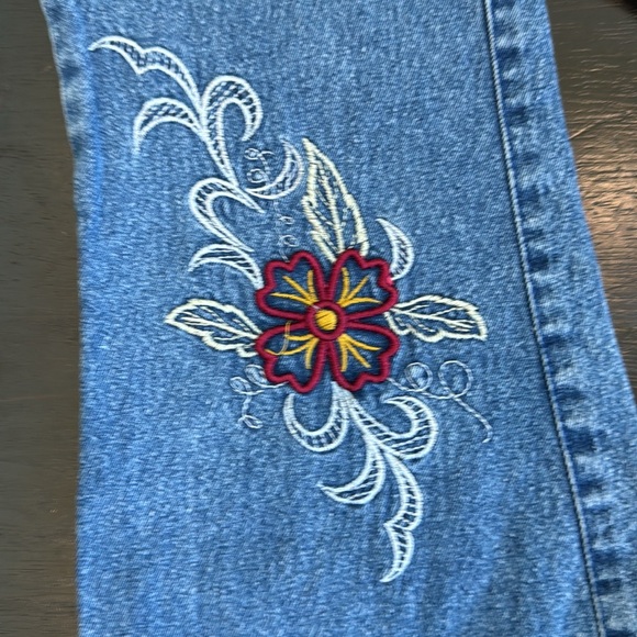 Girls Embroidered Flare Leg Jeans - Picture 6 of 6